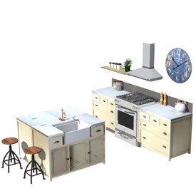 Vintage kitchen 3D Object | FREE Artlantis Objects Download